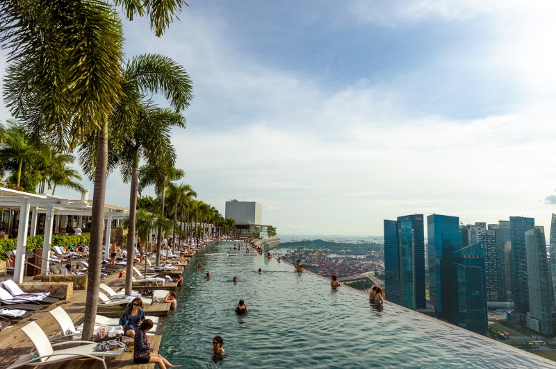 Zwembad van Marina Bay Sands in Singapore