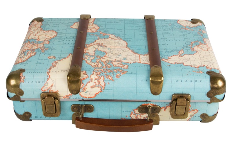 Koffer met een wereldkaart