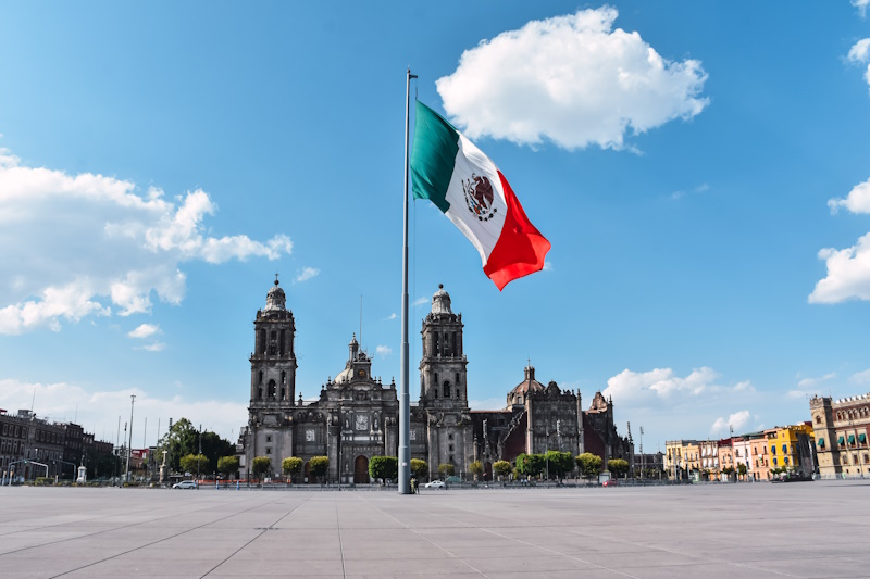 Zocalo vlag in Mexico-Stad