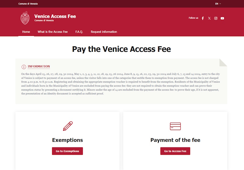 Venetië entree betalen online