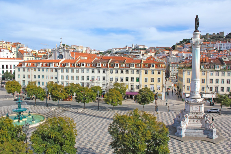 Dom Pedro plein in Lissabon