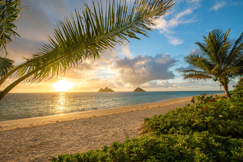 Zonsopgang Lanikai strand Hawaii