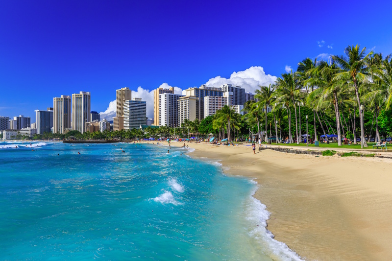 Waikiki Beach op Hawaii
