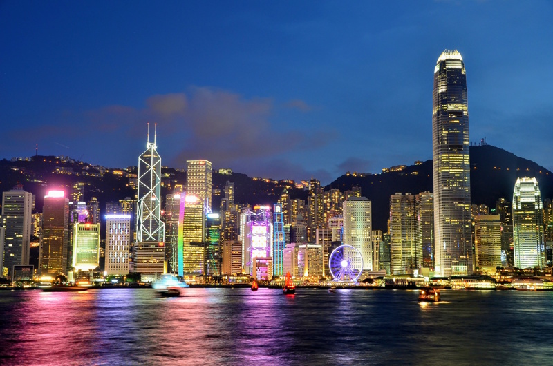 Lichtshow Victoria Harbour Hongkong