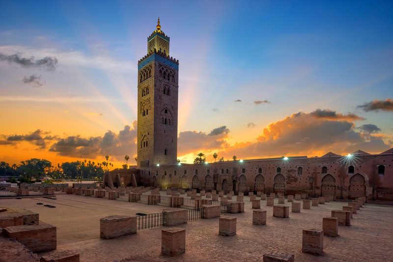 Koutoubia-moskee avond Marrakech