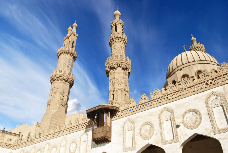 Minaretten Al-Azhar moskee in Cairo