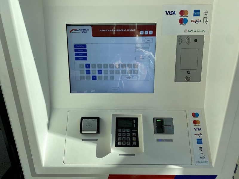 Servië trein kaartautomaat