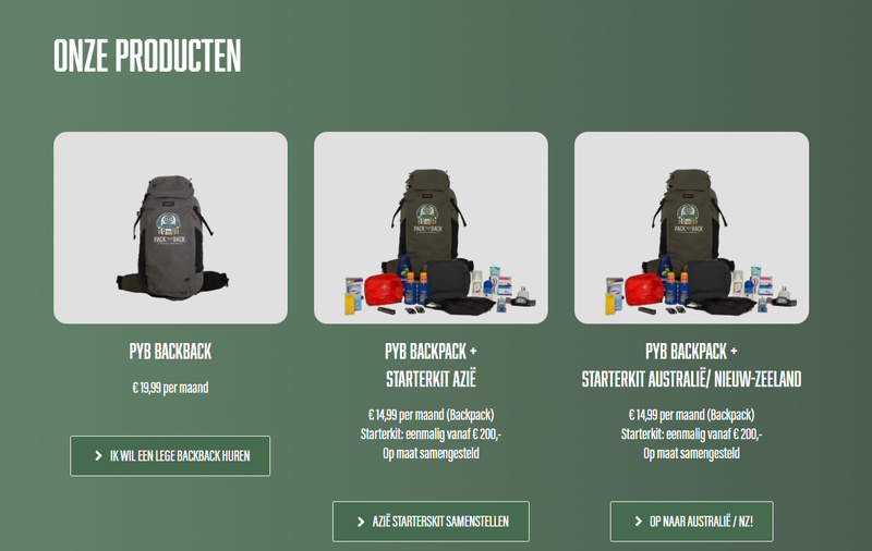 Gevulde rugzak huren Pack Your Back